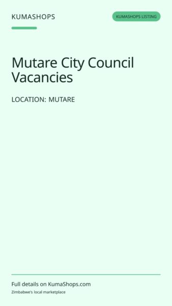 Mutare City Council Vacancies in Mutare