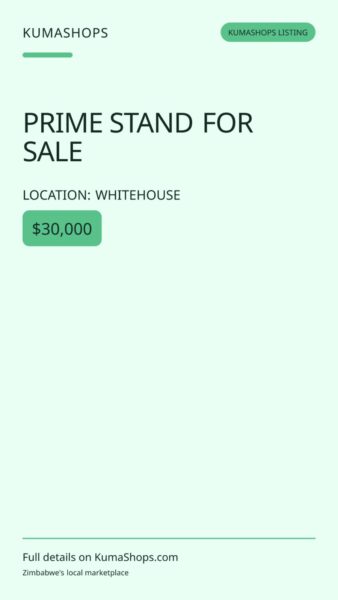 PRIME STAND FOR SALE – WHITEHOUSE, ALONG BULAWAYO ROAD in Whitehouse
