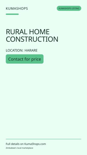 RURAL HOME CONSTRUCTION in Harare