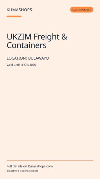 UKZIM Freight & Containers — UK to Zimbabwe Shipping in Bulawayo